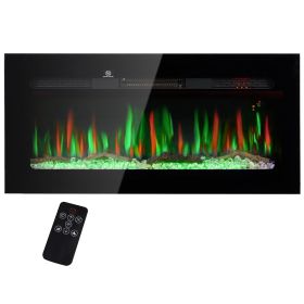 HOMCOM 36" Electric Fireplace Recessed and Wall Mounted with Remote Control, 1500W Fireplace Heater with 8H Timer