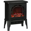 HOMCOM 18" Electric Fireplace Stove, Freestanding Fireplace Heater with Realistic LED Flame, Adjustable Temperature, Overheat Protection, 750W/1500W