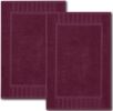 Luxury Bath Mat Floor Towel Set Absorbent Cotton Hotel Spa Shower Bathtub Mats [Not a Bathroom Rug] 22x34 inch | 2 Pack | Wine Red