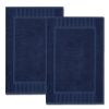 Luxury Bath Mat Floor Towel Set 2 Pack Absorbent Cotton Hotel Spa Shower Bathtub Mats 22 x34 in Navy Blue