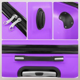 Trolley 3-Piece Suitcase Set, Carry-On Suitcase Set Hard Shell Lightweight Spinner with TSA Lock, Purple, Green, Yellow, Blue (Four: Light purple)